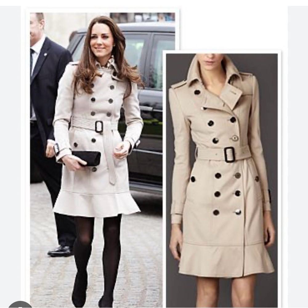Burberry Wool/Cashmere Trench Coat Light Tan Size 8 ASO Princess Kate Middleton